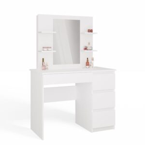 Toaletka MARINA 4P LUSTRO MIJAS PRAWE 4 Szuflady 4 Półki BIAŁA Do Sypialni